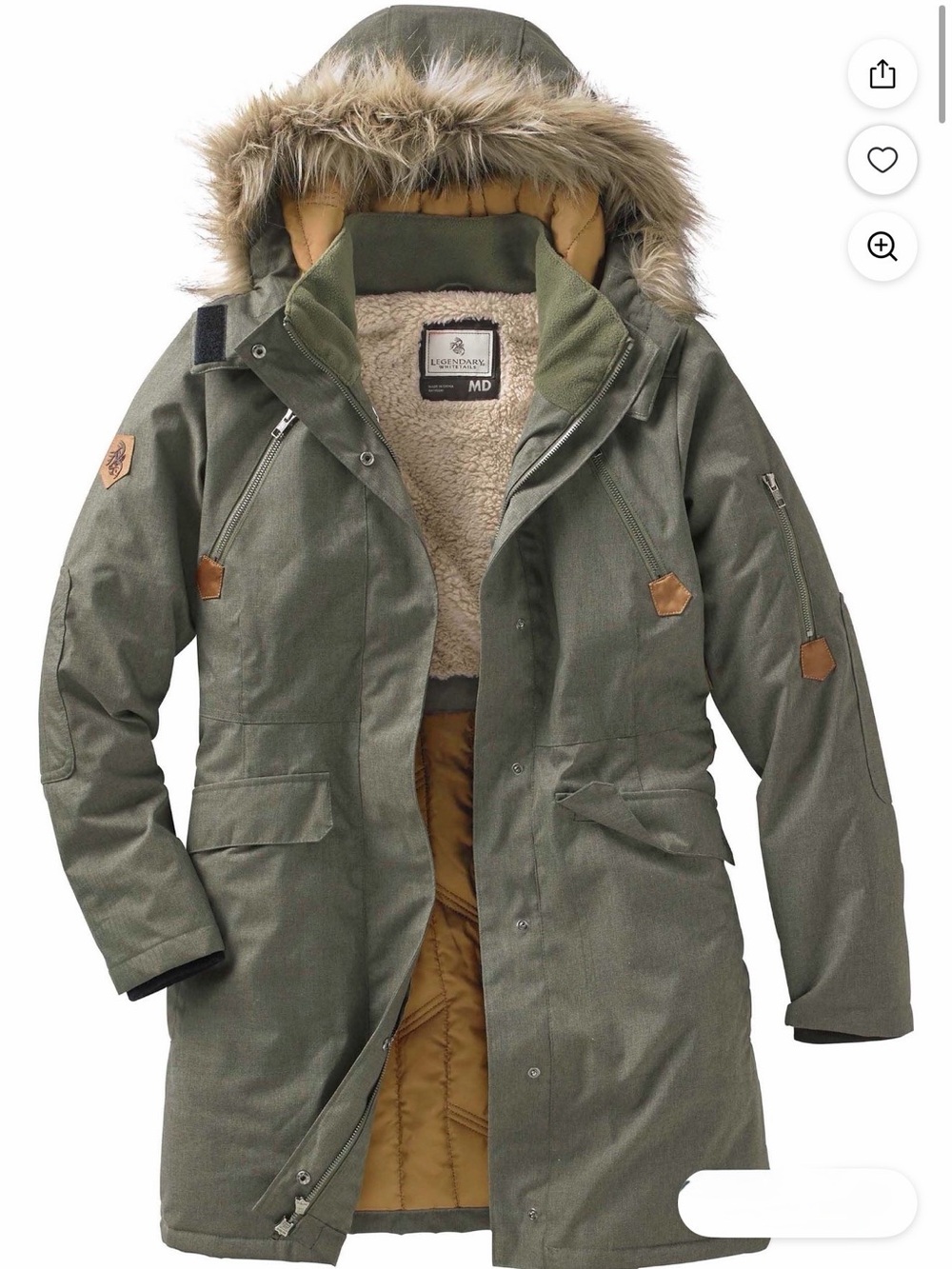 Legendary Whitetails Olive Green Sherpa-Lined Parka with Faux Fur Hood Trim